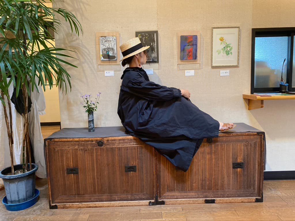 フランスアンティークレースワンピースアンティークナイトドレスブラック