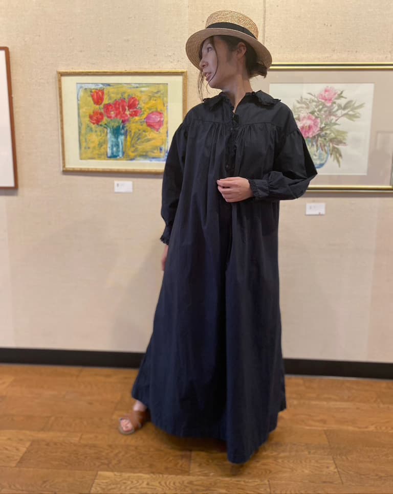 フランスアンティークレースワンピースアンティークナイトドレスブラック