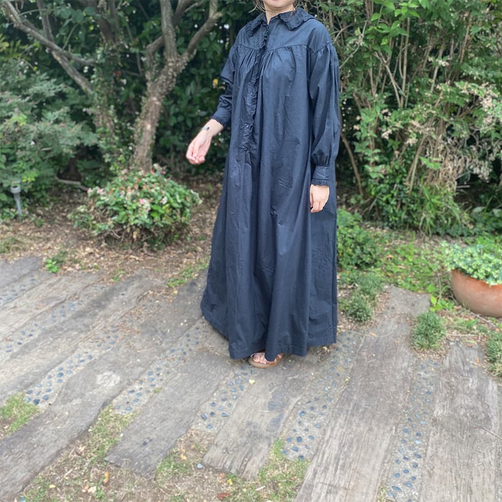 フランスアンティークレースワンピースアンティークナイトドレスブラック