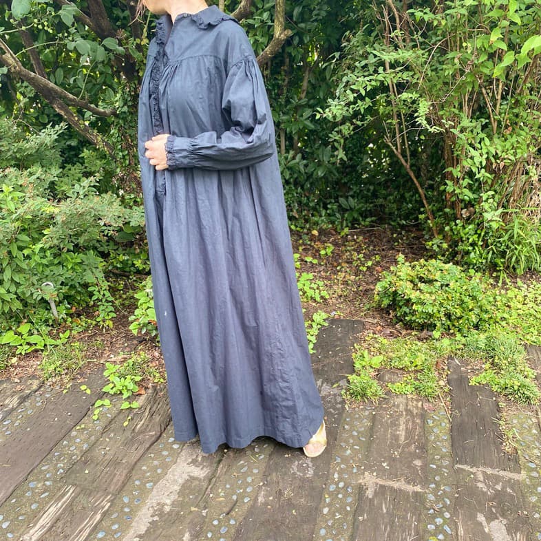 フランスアンティークレースワンピースアンティークナイトドレスブラック