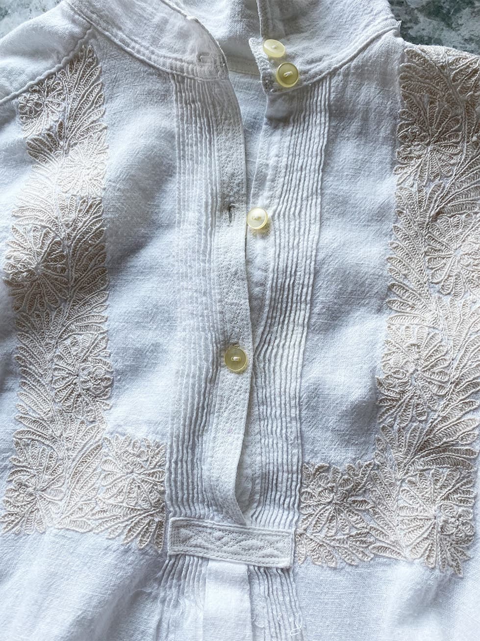 アンティークナイトドレスパフスリーブコットンワンピース