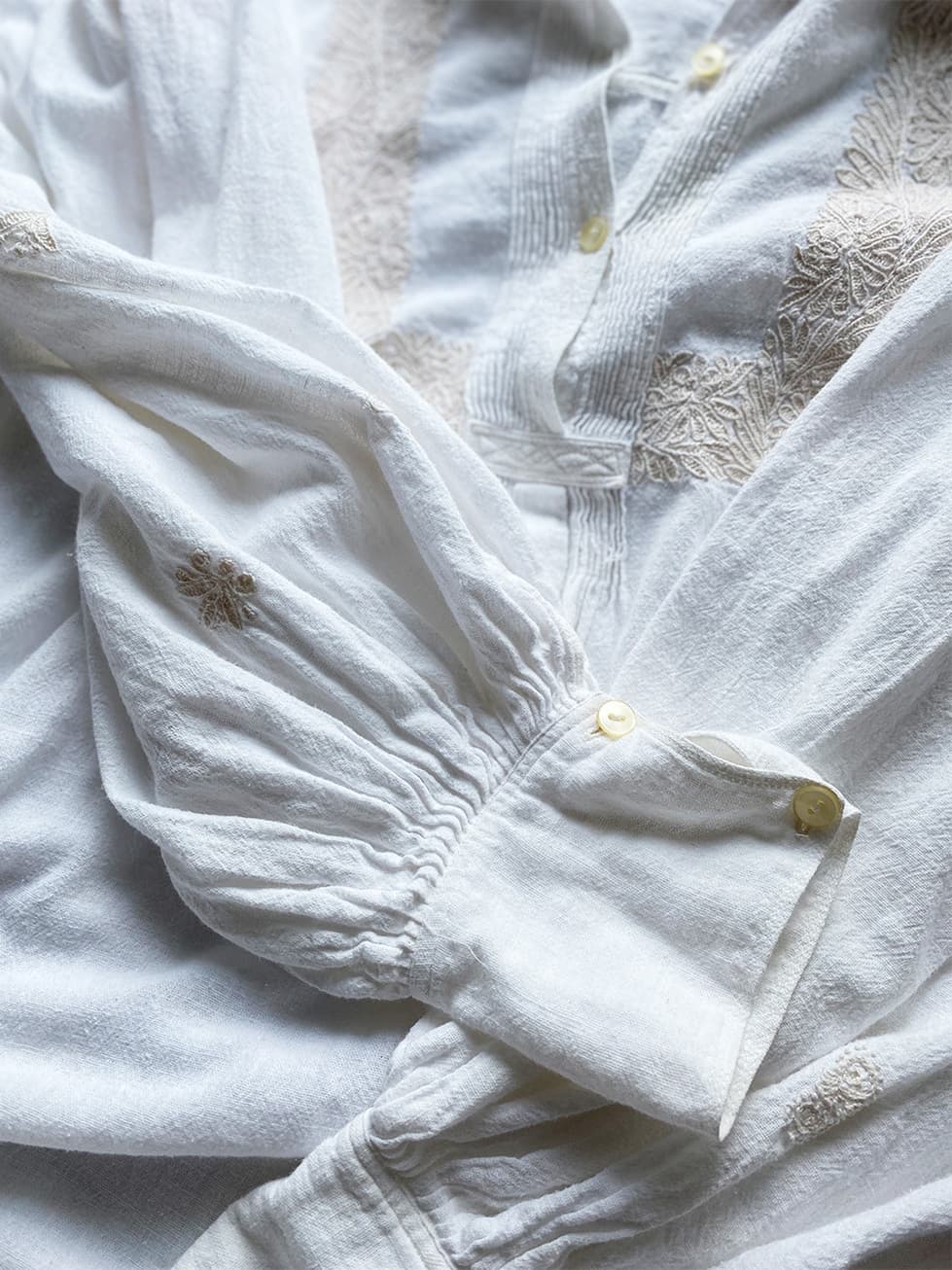 アンティークナイトドレスパフスリーブコットンワンピース