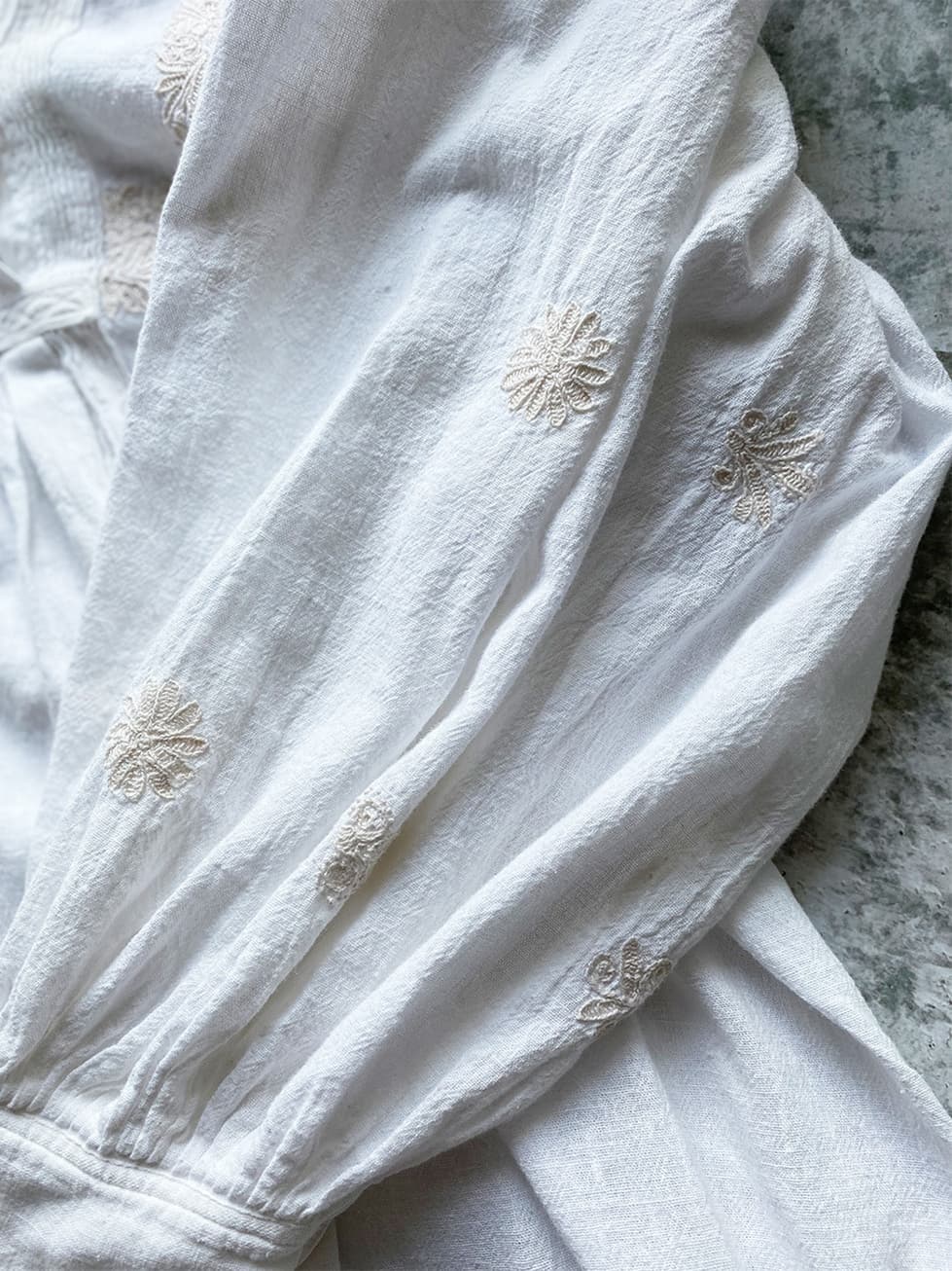 アンティークナイトドレスパフスリーブコットンワンピース