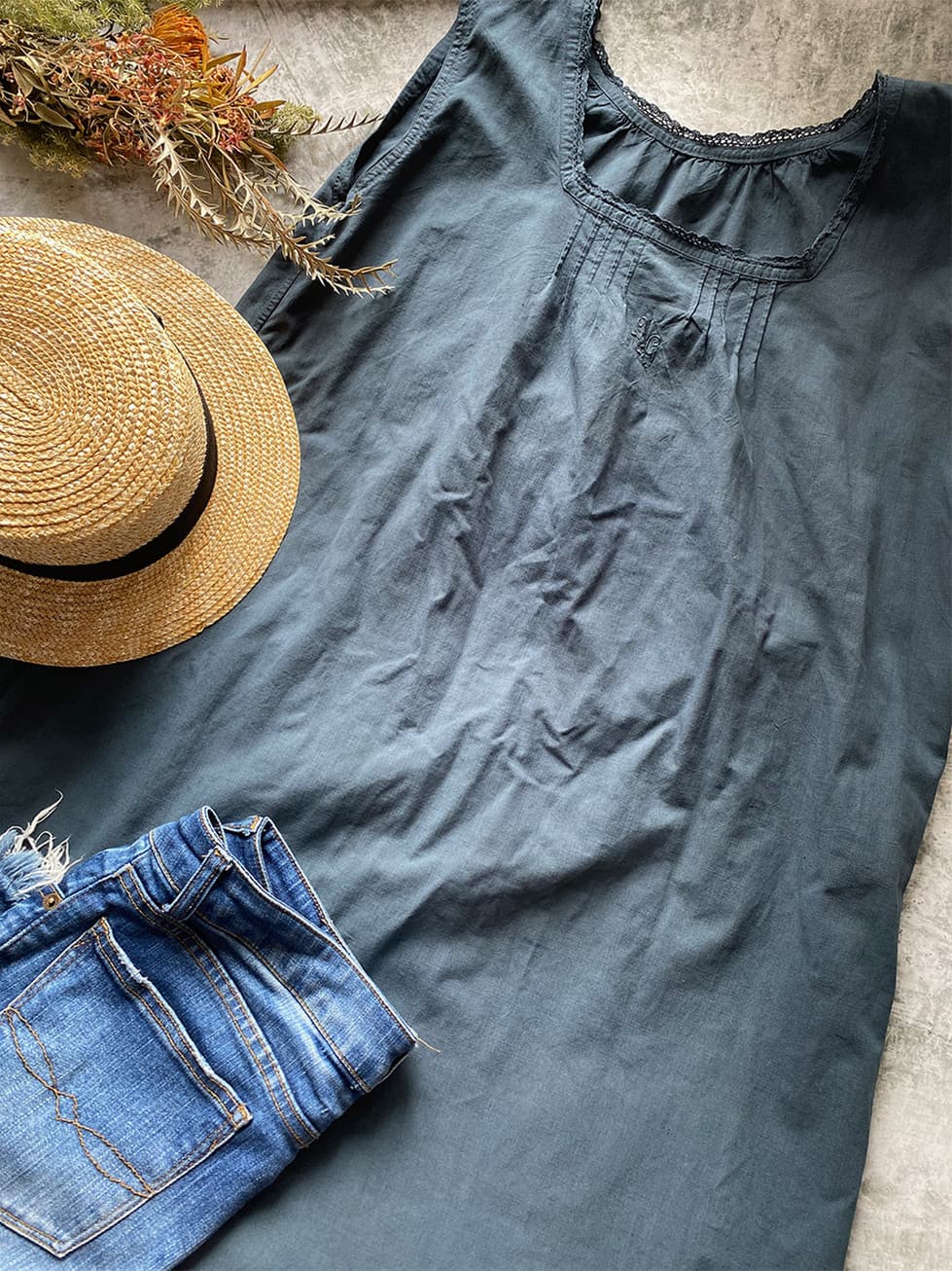 フランスアンティークワンピースナイトドレス