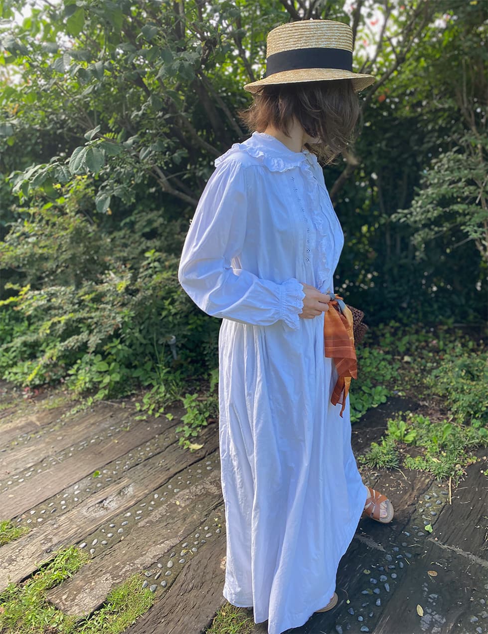 フランスアンティークナイトドレスアンティークレースワンピース