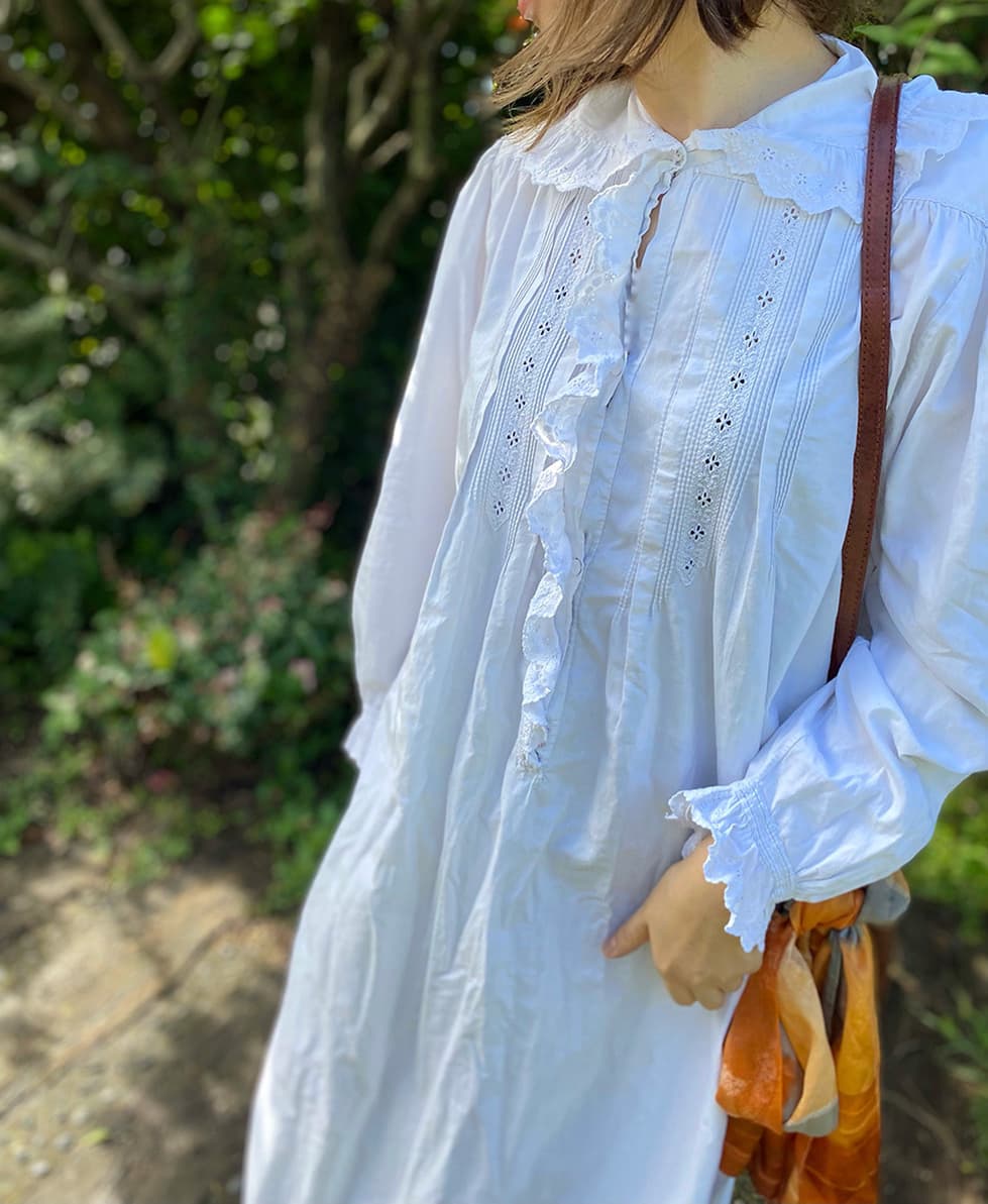 フランスアンティークナイトドレスアンティークレースワンピース