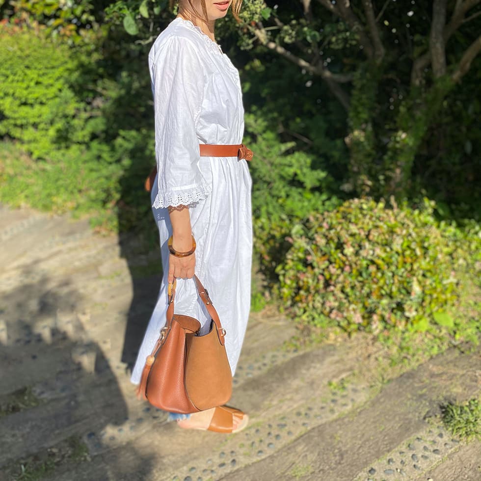 スカラップレースのアンティークレースワンピース ナイトドレス