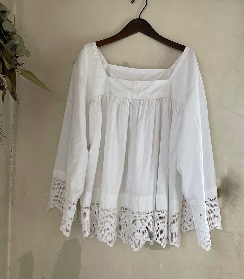 フランスアンティークチャーチスモック churchsmock