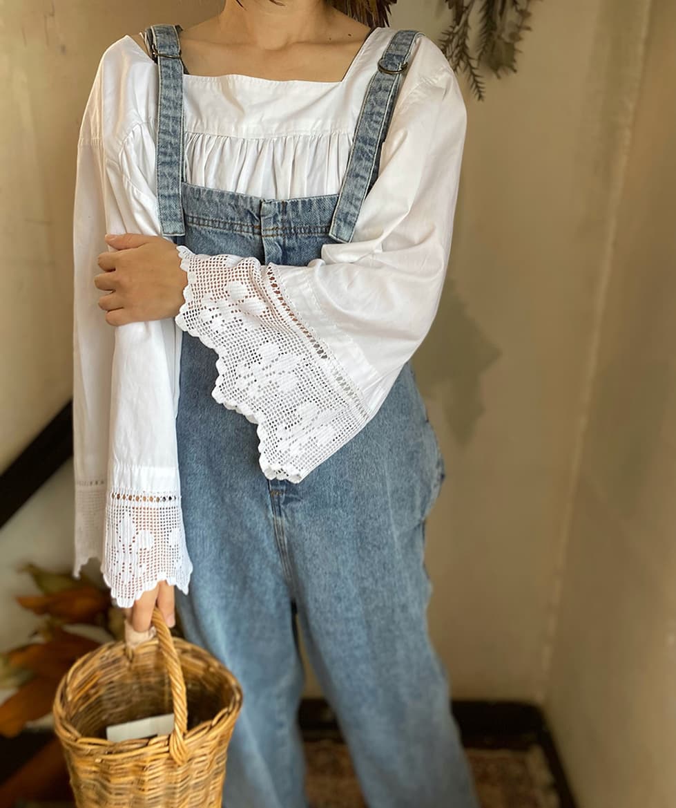 フランスアンティークチャーチスモック churchsmock