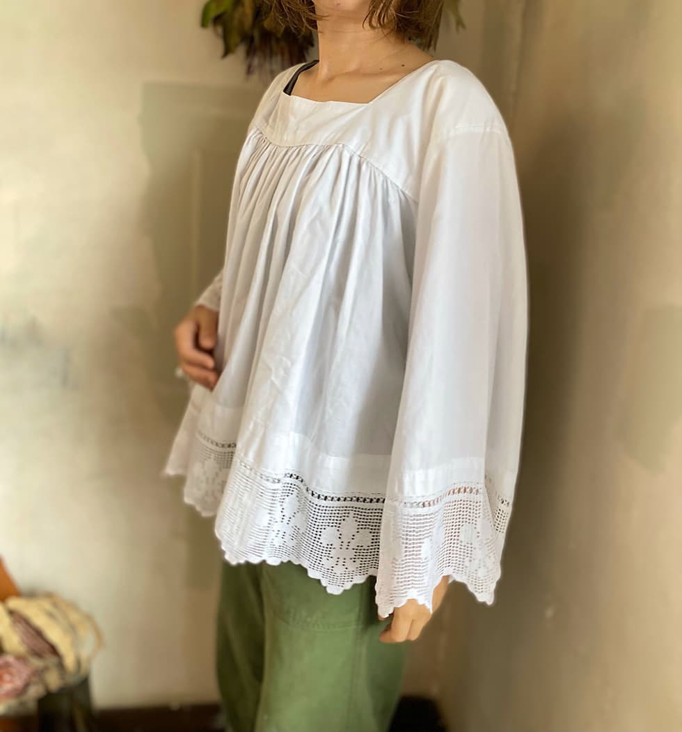 フランスアンティークチャーチスモック churchsmock