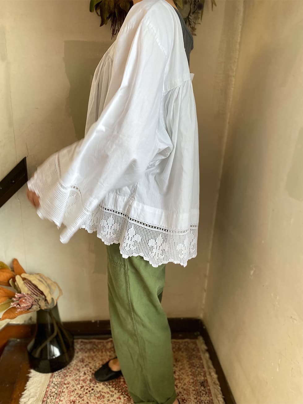 フランスアンティークチャーチスモック churchsmock