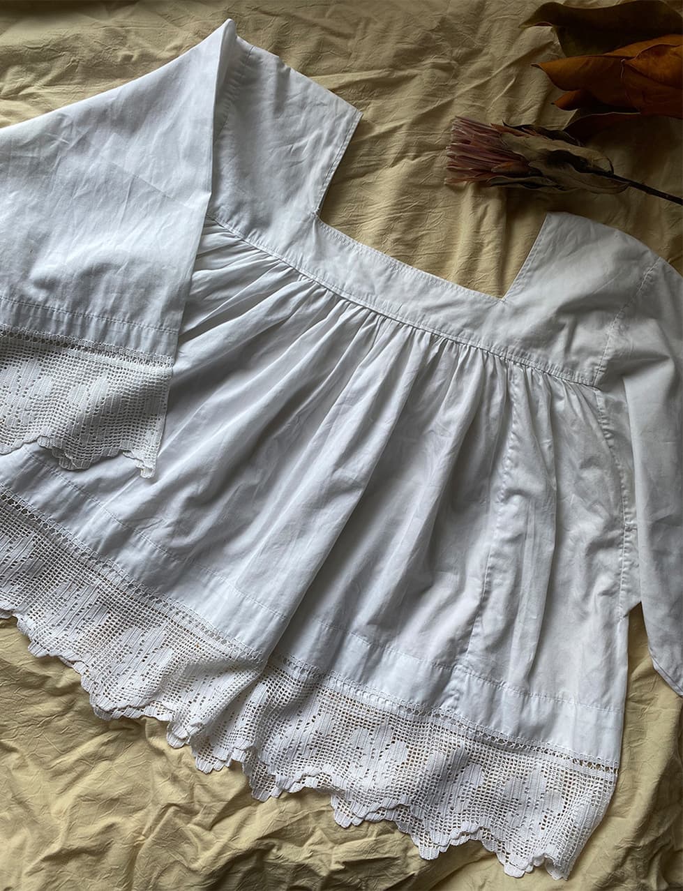 フランスアンティークチャーチスモック churchsmock