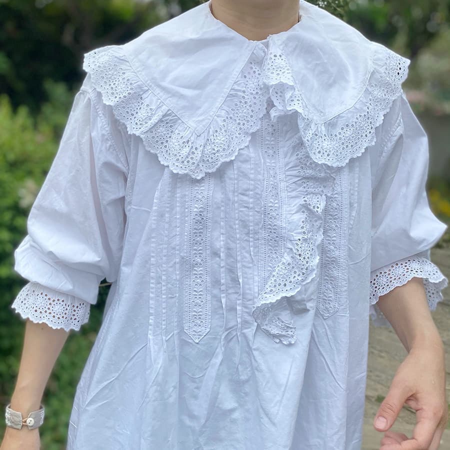 フランスアンティークナイトドレスbigcollar