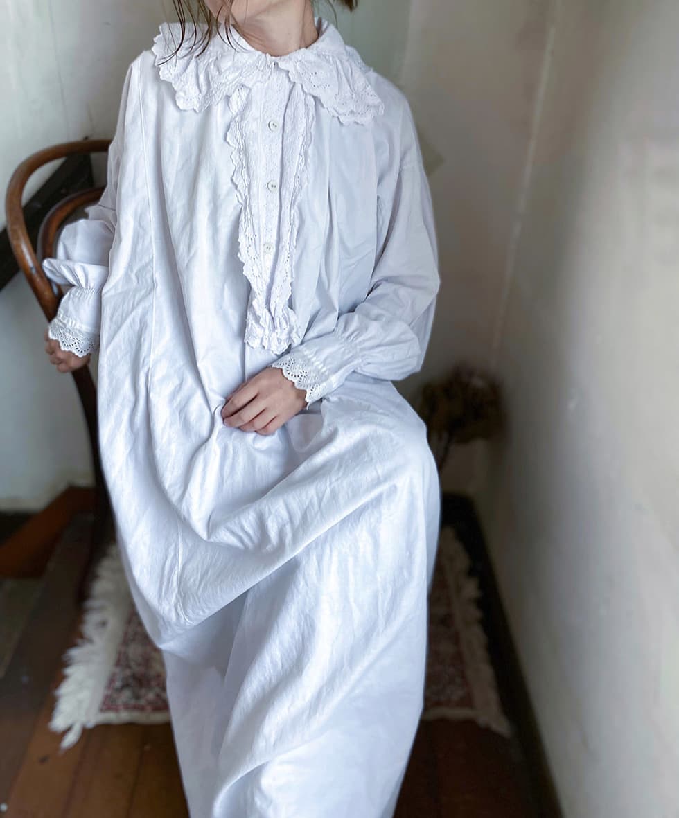 フランスアンティークナイトドレスアンティークレースワンピース