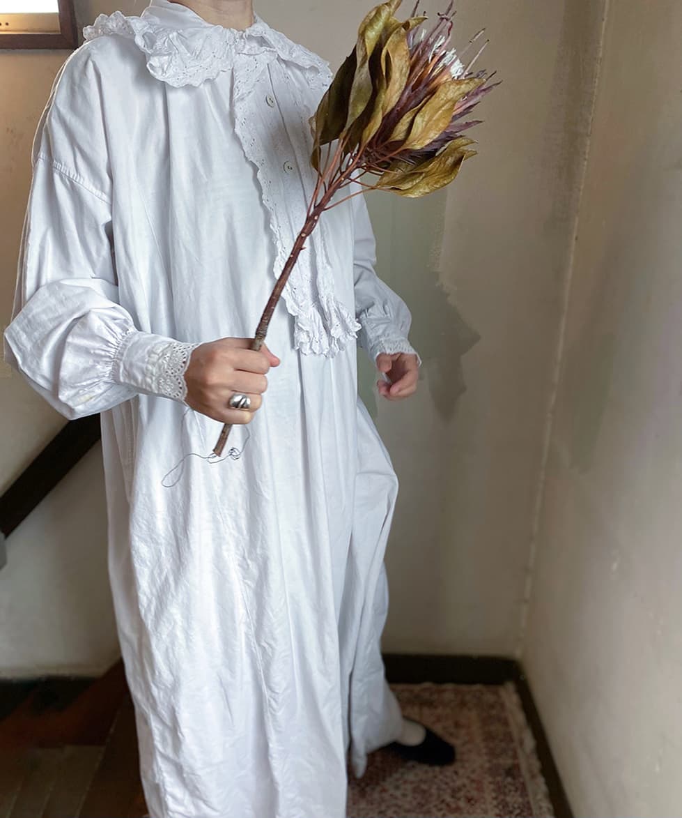 フランスアンティークナイトドレスアンティークレースワンピース