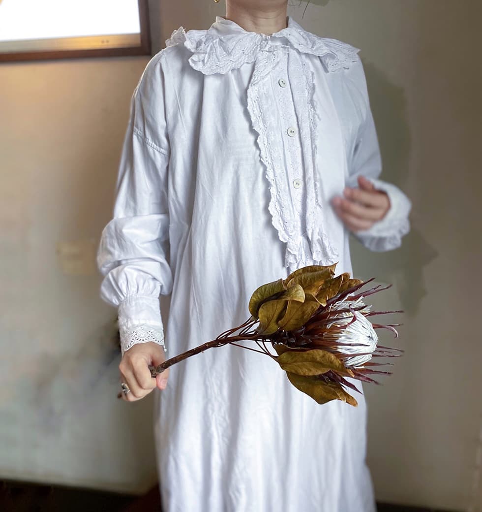 フランスアンティークナイトドレスアンティークレースワンピース