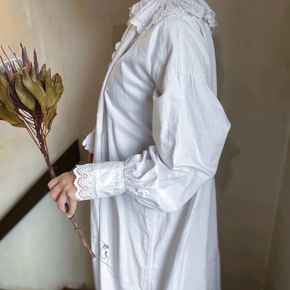 フランスアンティークナイトドレスアンティークレースワンピース