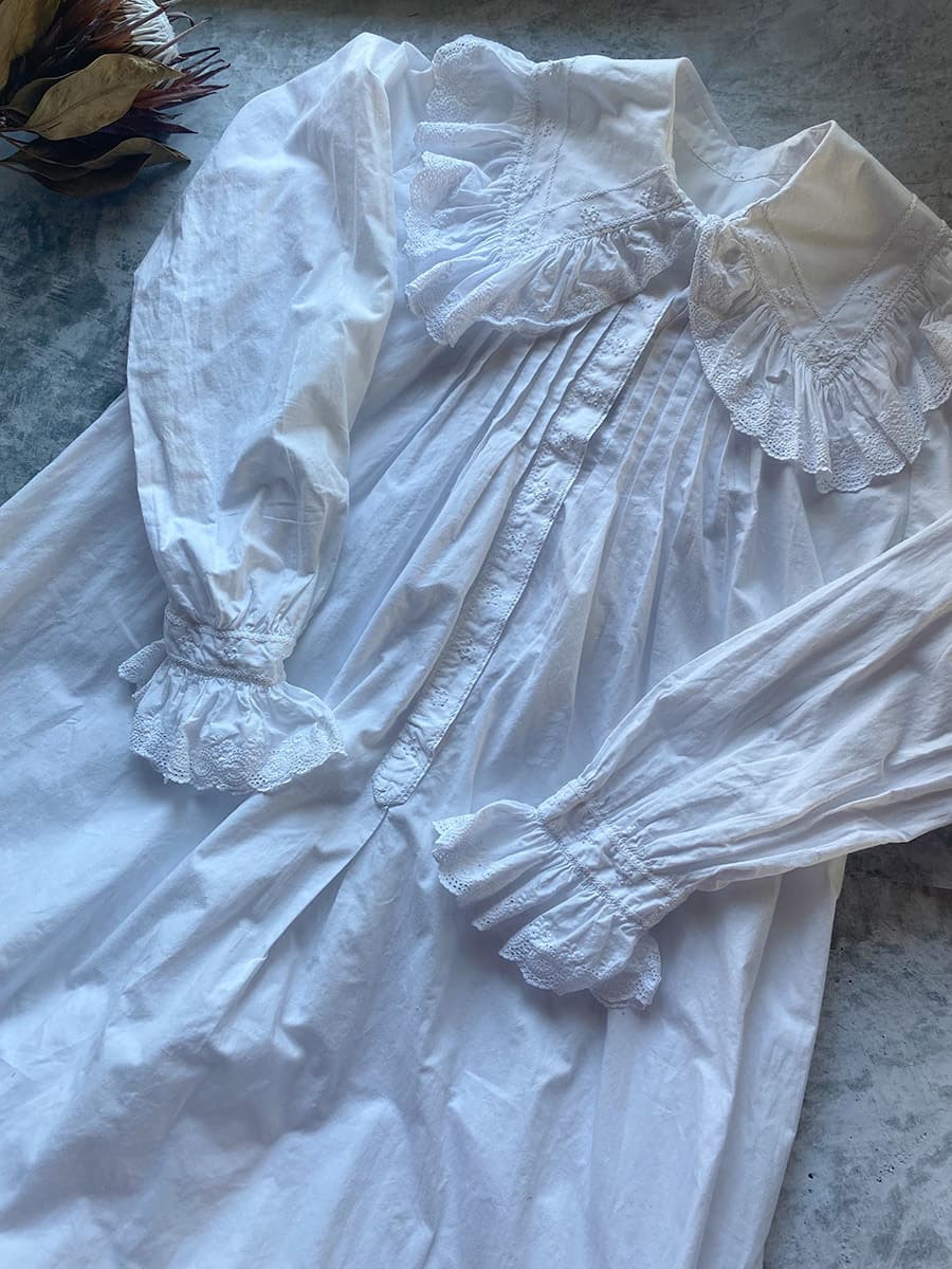 フランスアンティークナイトドレスアンティークレースワンピース