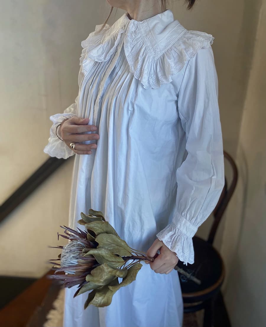 フランスアンティークナイトドレスアンティークレースワンピース