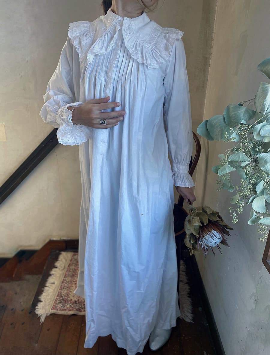 フランスアンティークナイトドレスアンティークレースワンピース