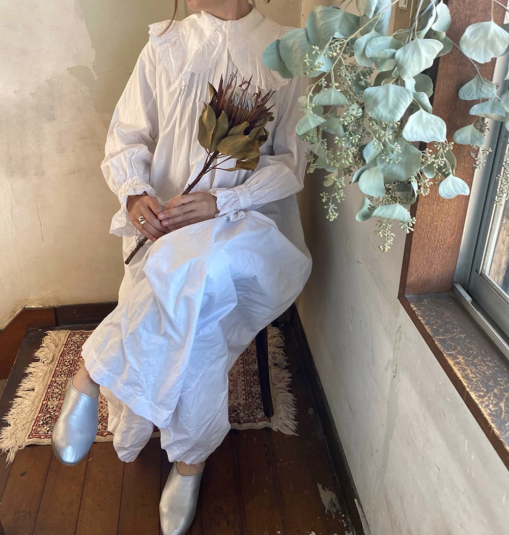 フランスアンティークナイトドレスアンティークレースワンピース