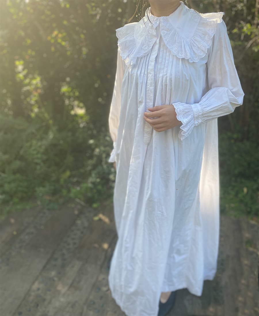 フランスアンティークナイトドレスアンティークレースワンピース