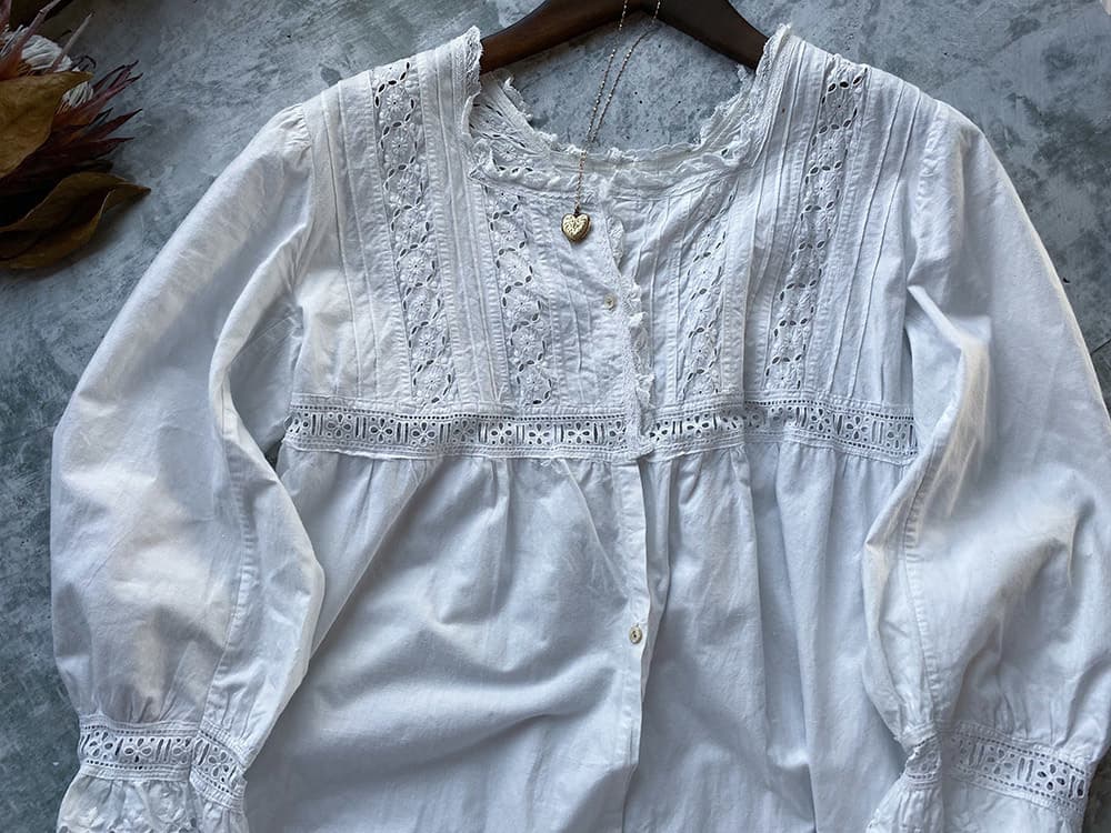 フランスアンティークナイトドレスアンティークレースワンピース