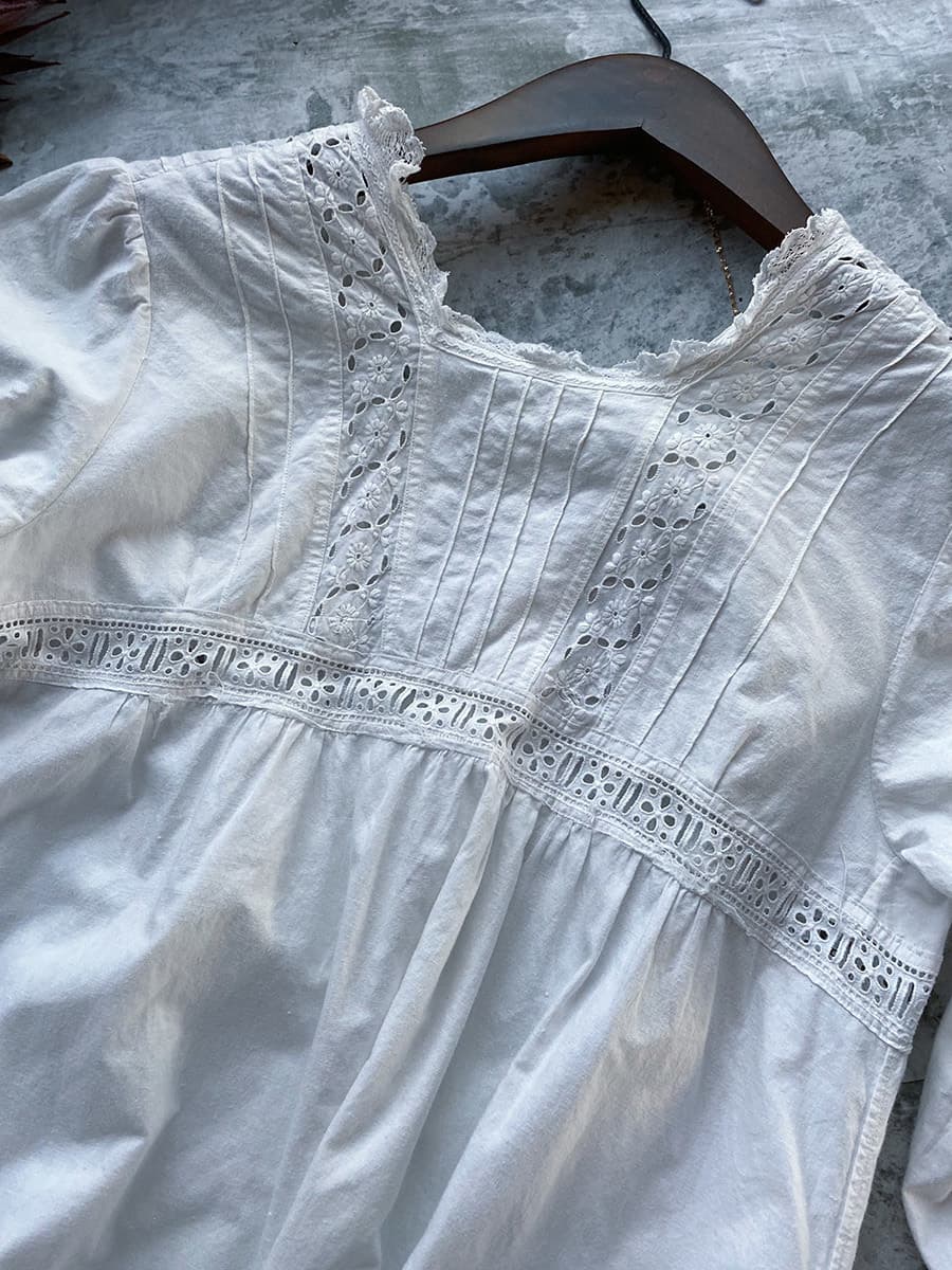 フランスアンティークナイトドレスアンティークレースワンピース