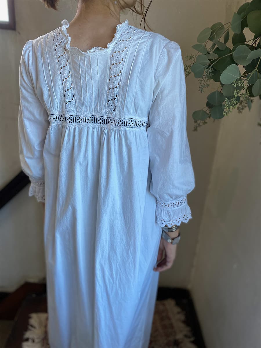 フランスアンティークナイトドレスアンティークレースワンピース