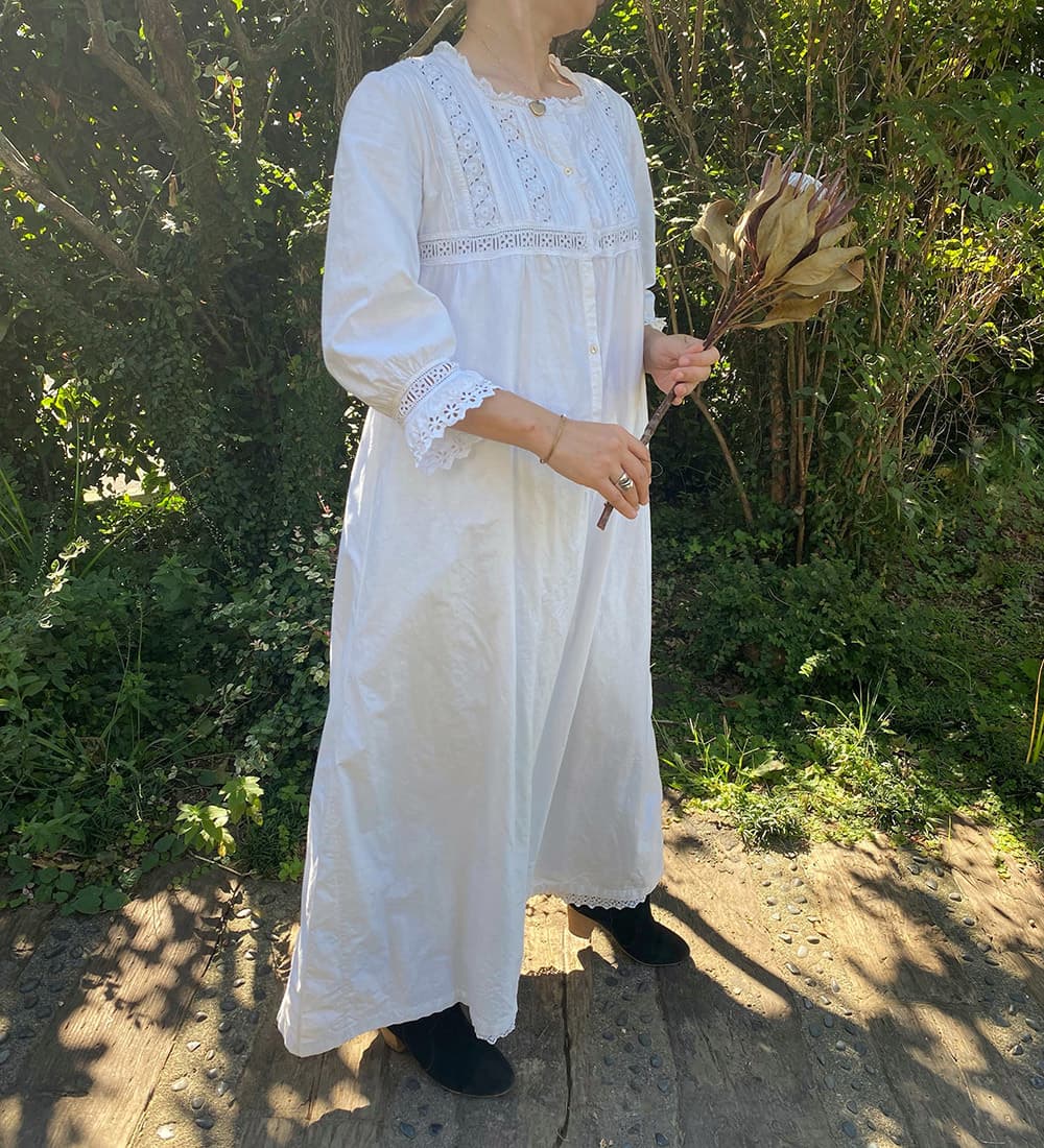 フランスアンティークナイトドレスアンティークレースワンピース