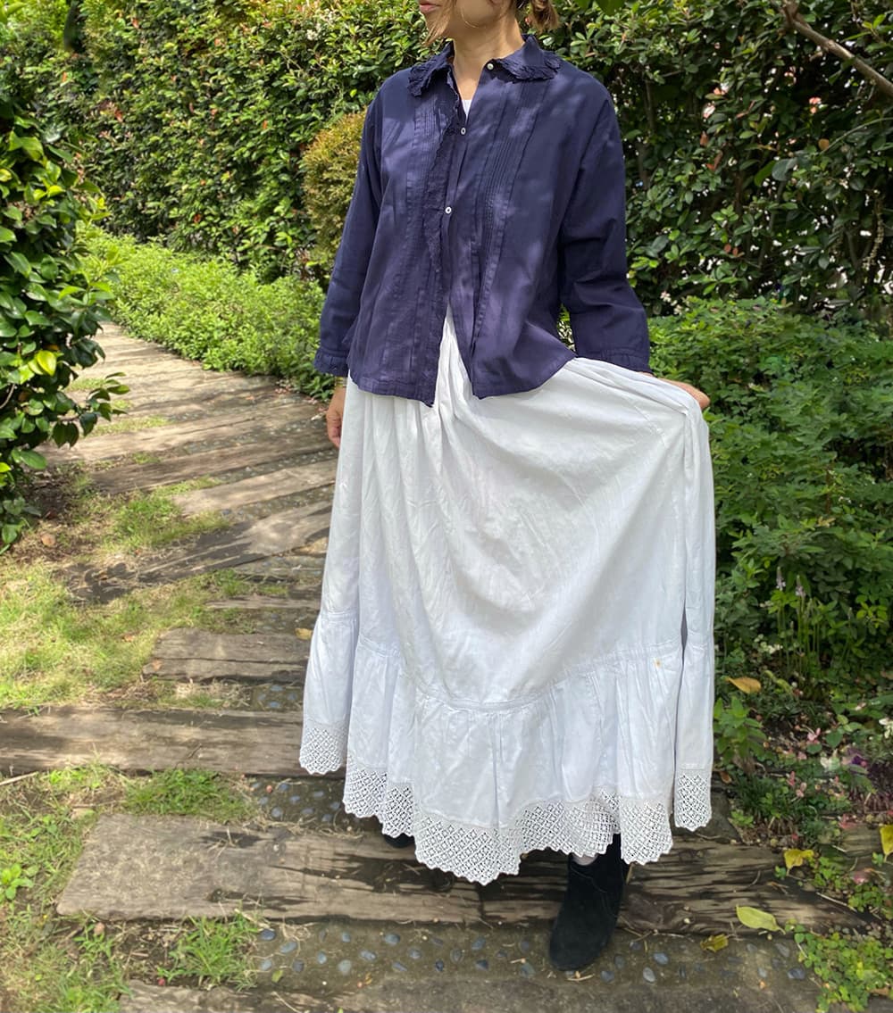 アンティークコットンレーススカート