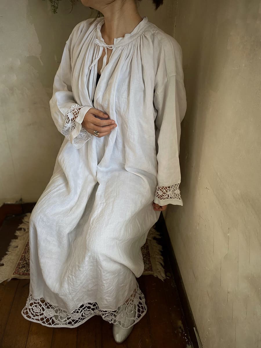 フランスアンティークチャーチスモック