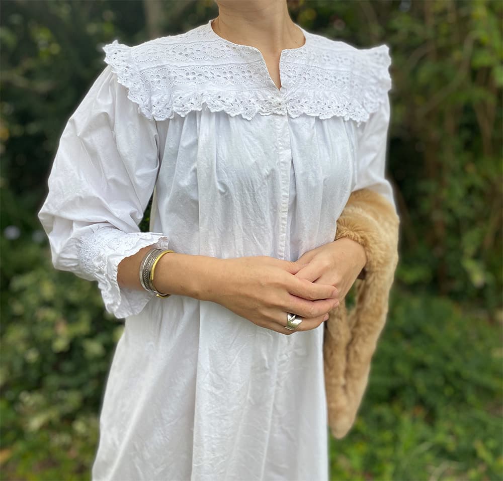 フランスアンティークナイトドレスアンティークレースワンピース