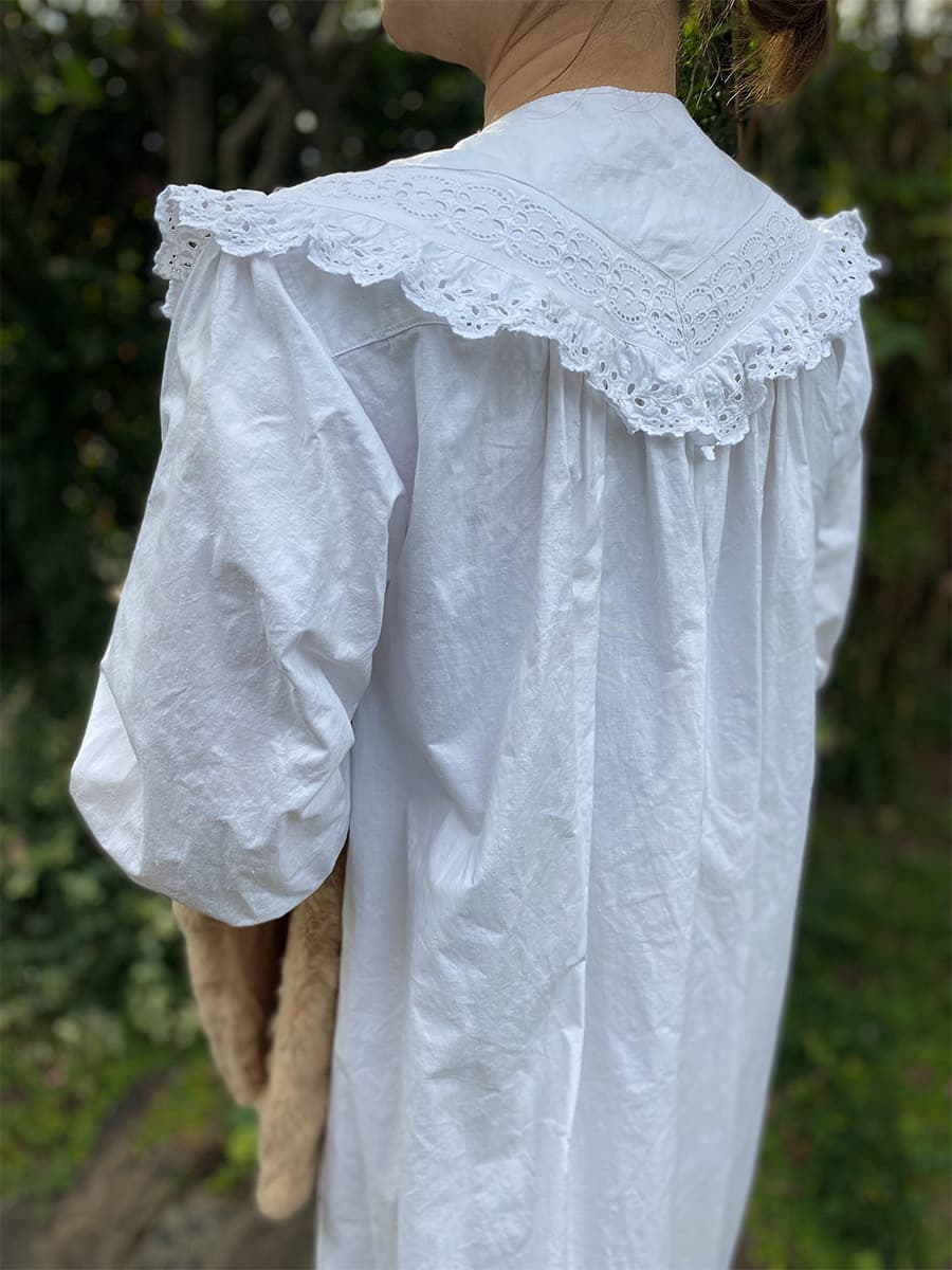 フランスアンティークナイトドレスアンティークレースワンピース