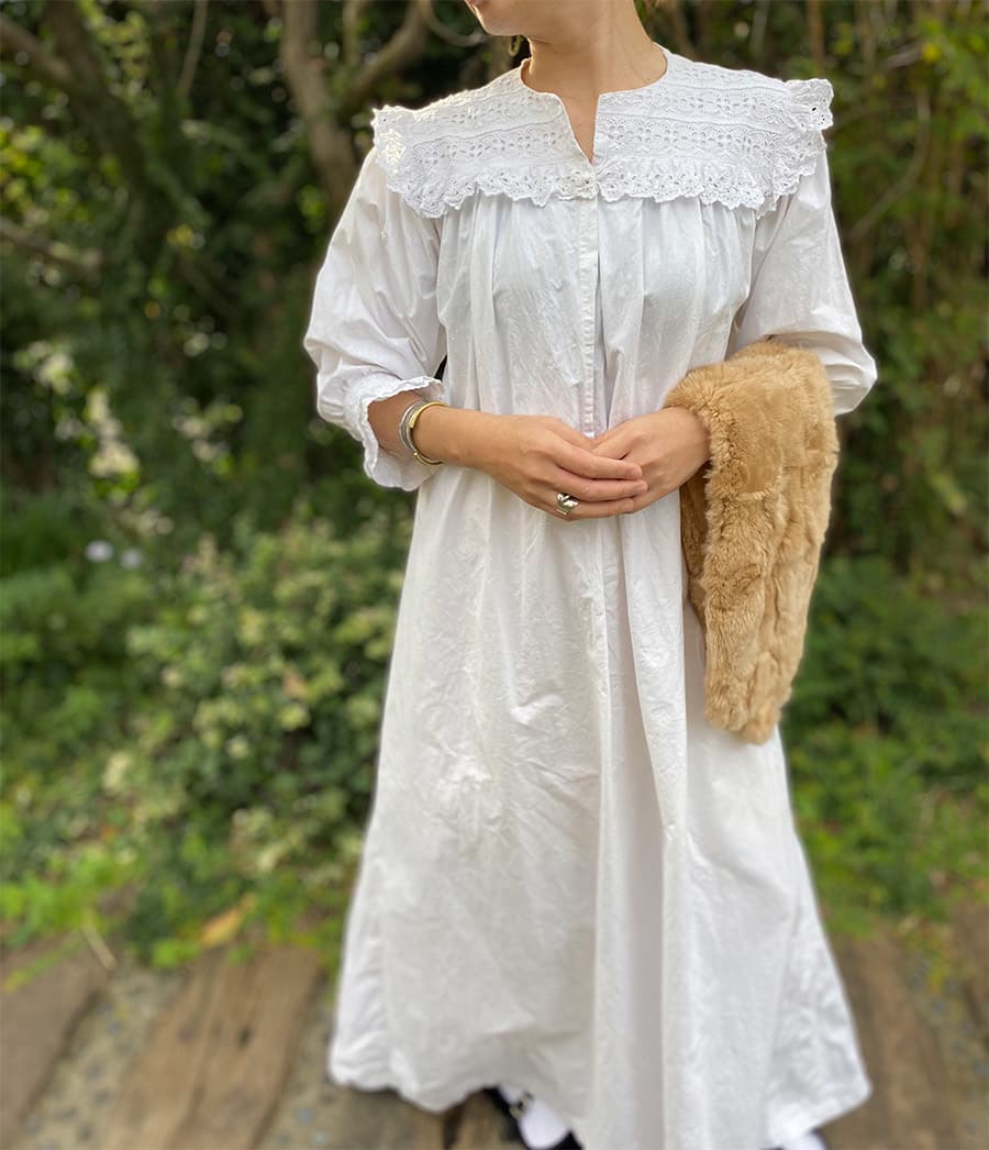 フランスアンティークナイトドレスアンティークレースワンピース