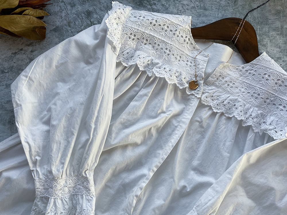 フランスアンティークナイトドレスアンティークレースワンピース