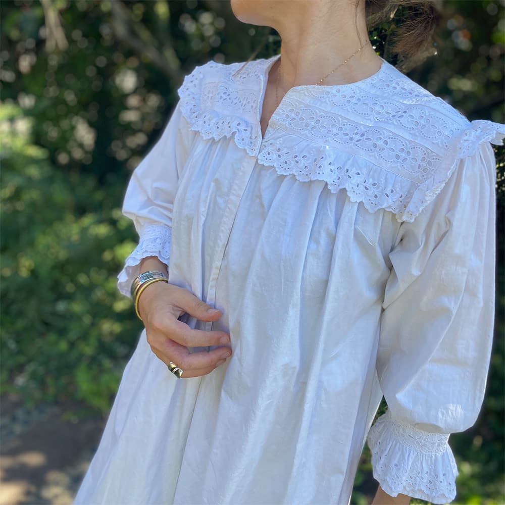 フランスアンティークナイトドレスアンティークレースワンピース