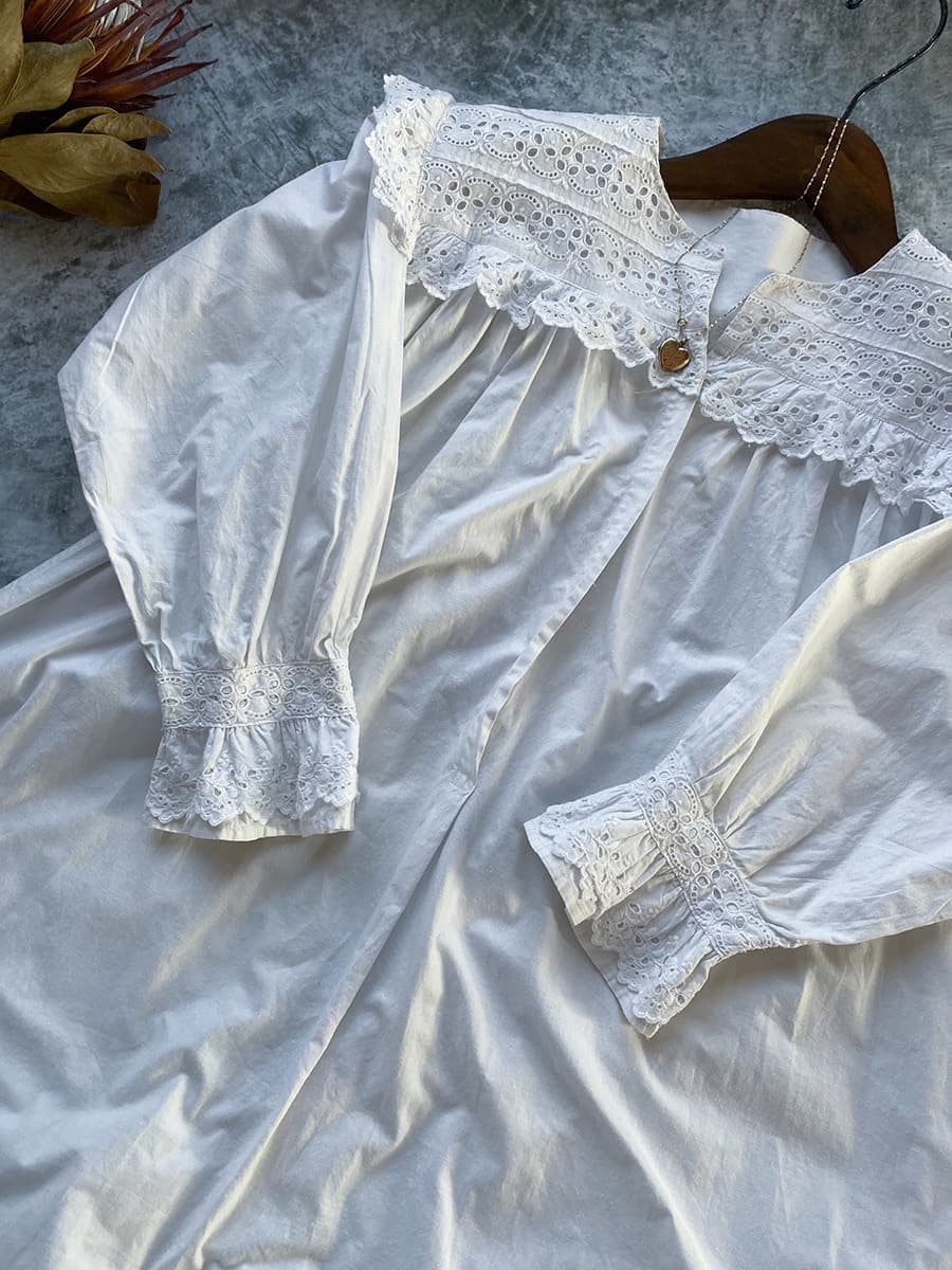 フランスアンティークナイトドレスアンティークレースワンピース