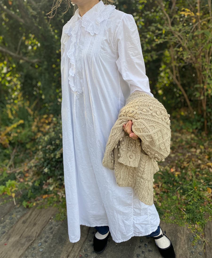 フランスアンティークナイトドレスアンティークレースワンピース