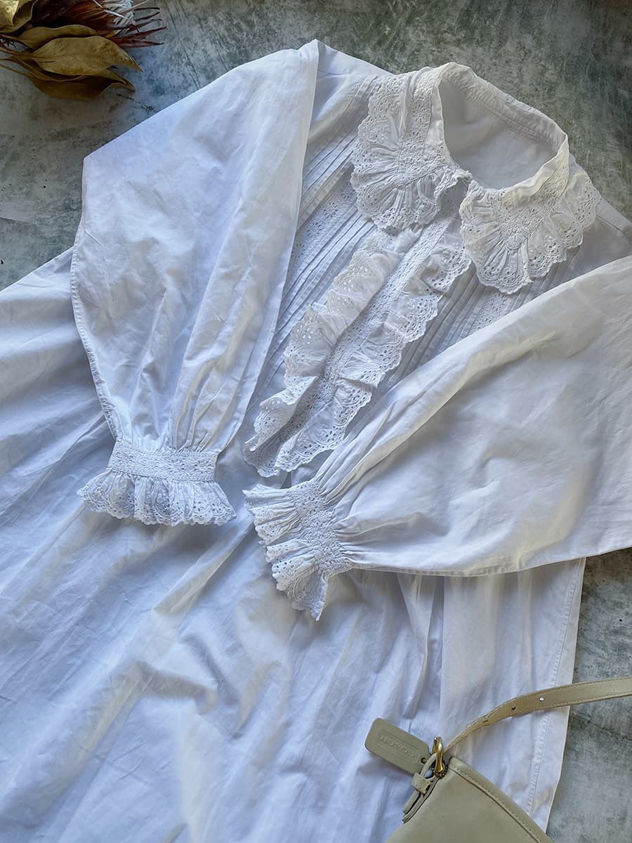 フランスアンティークナイトドレスアンティークレースワンピース