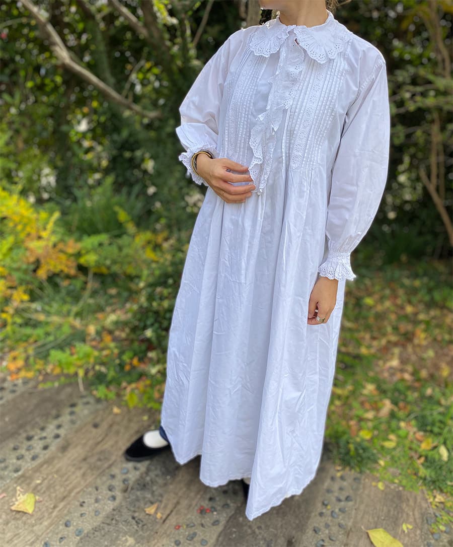 フランスアンティークナイトドレスアンティークレースワンピース