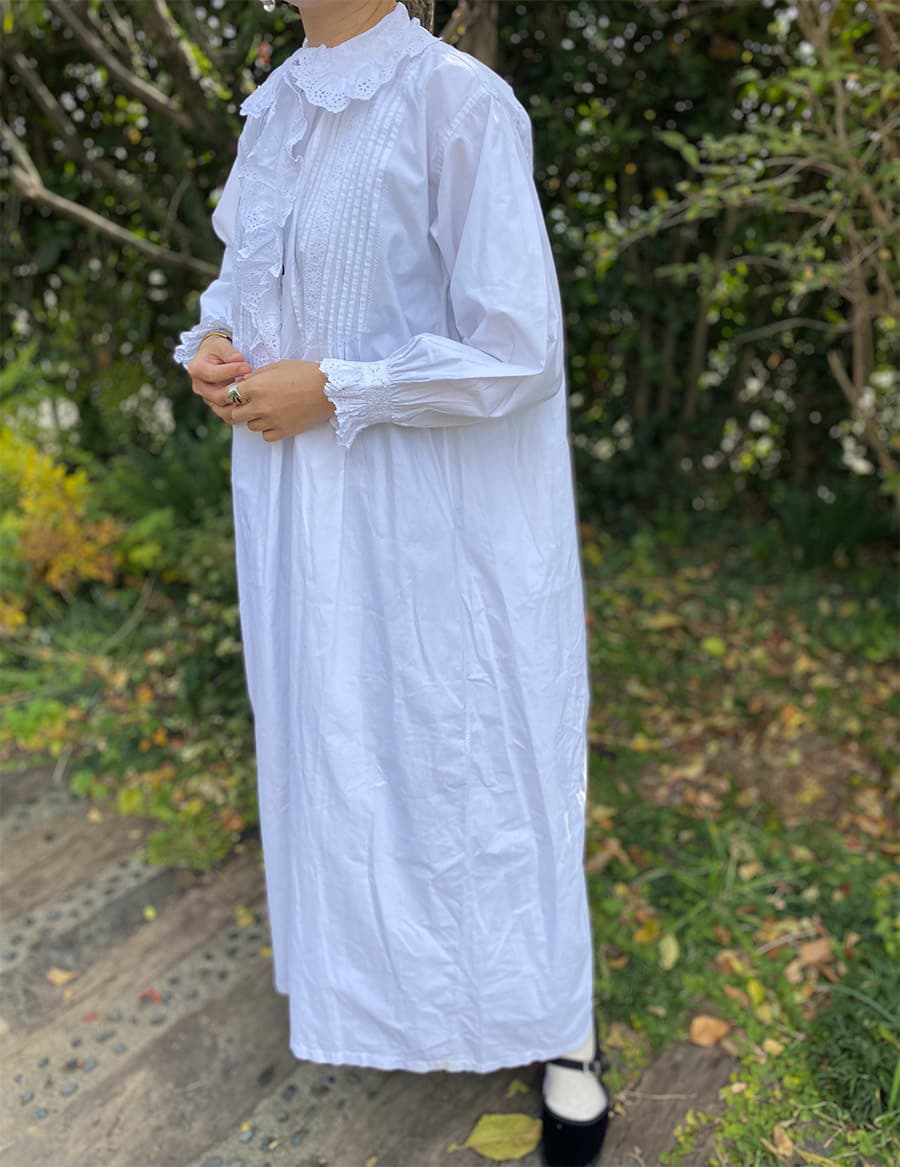 フランスアンティークナイトドレスアンティークレースワンピース