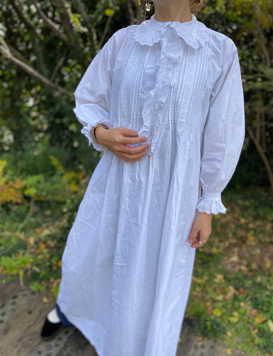 フランスアンティークナイトドレスアンティークレースワンピース