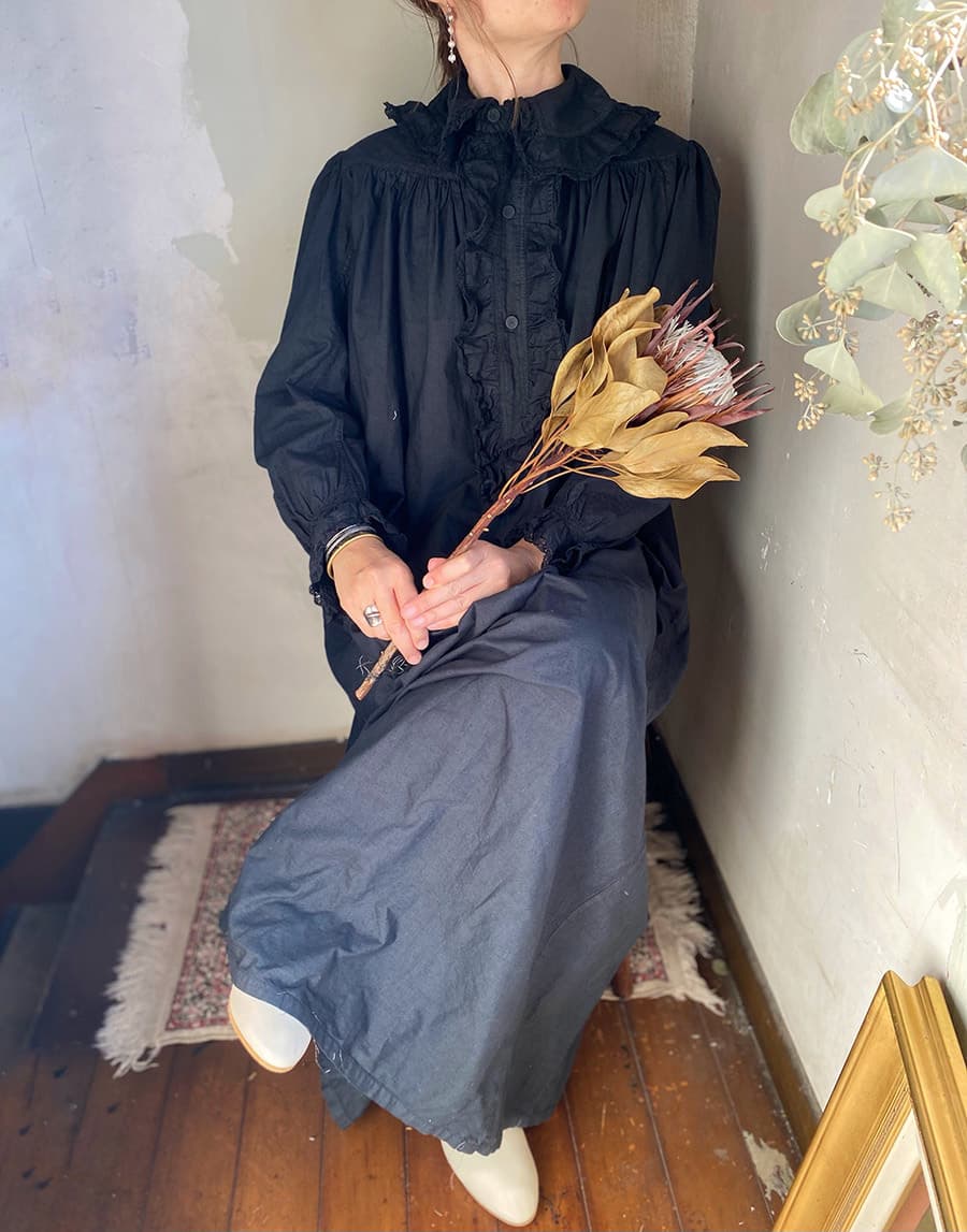 フランスアンティークナイトドレスアンティークレースワンピース