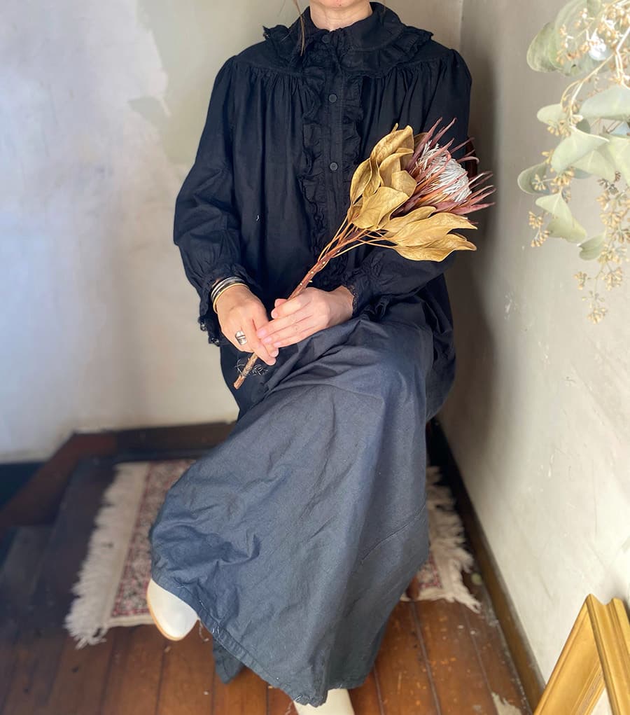 フランスアンティークナイトドレスアンティークレースワンピース