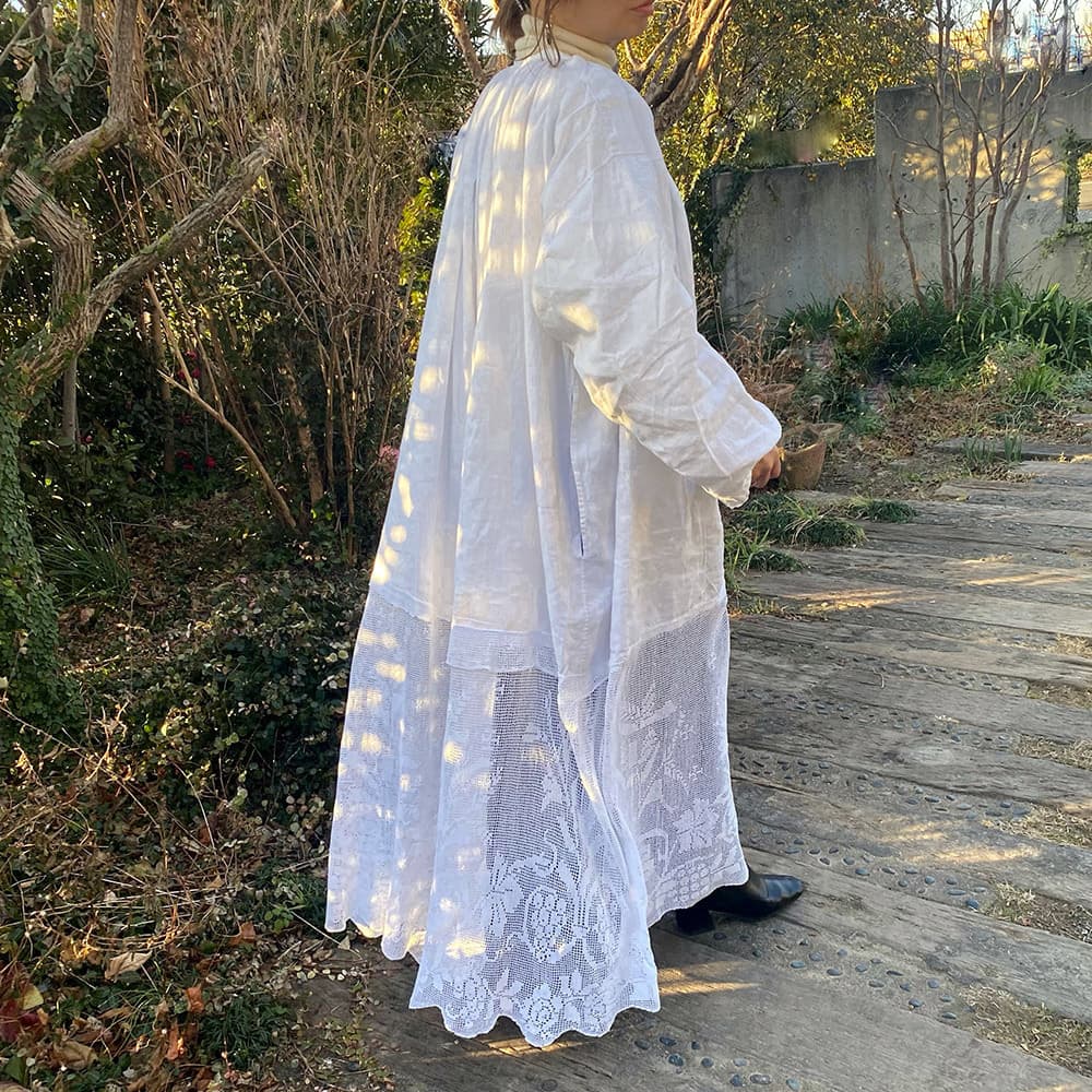 フランスアンティークチャーチスモックヴィンテージ チャーチドレスchurchsmock