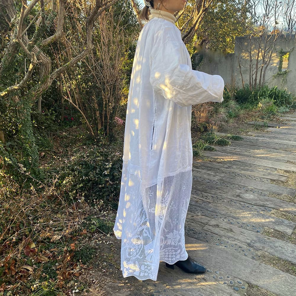 フランスアンティークチャーチスモックヴィンテージ チャーチドレスchurchsmock