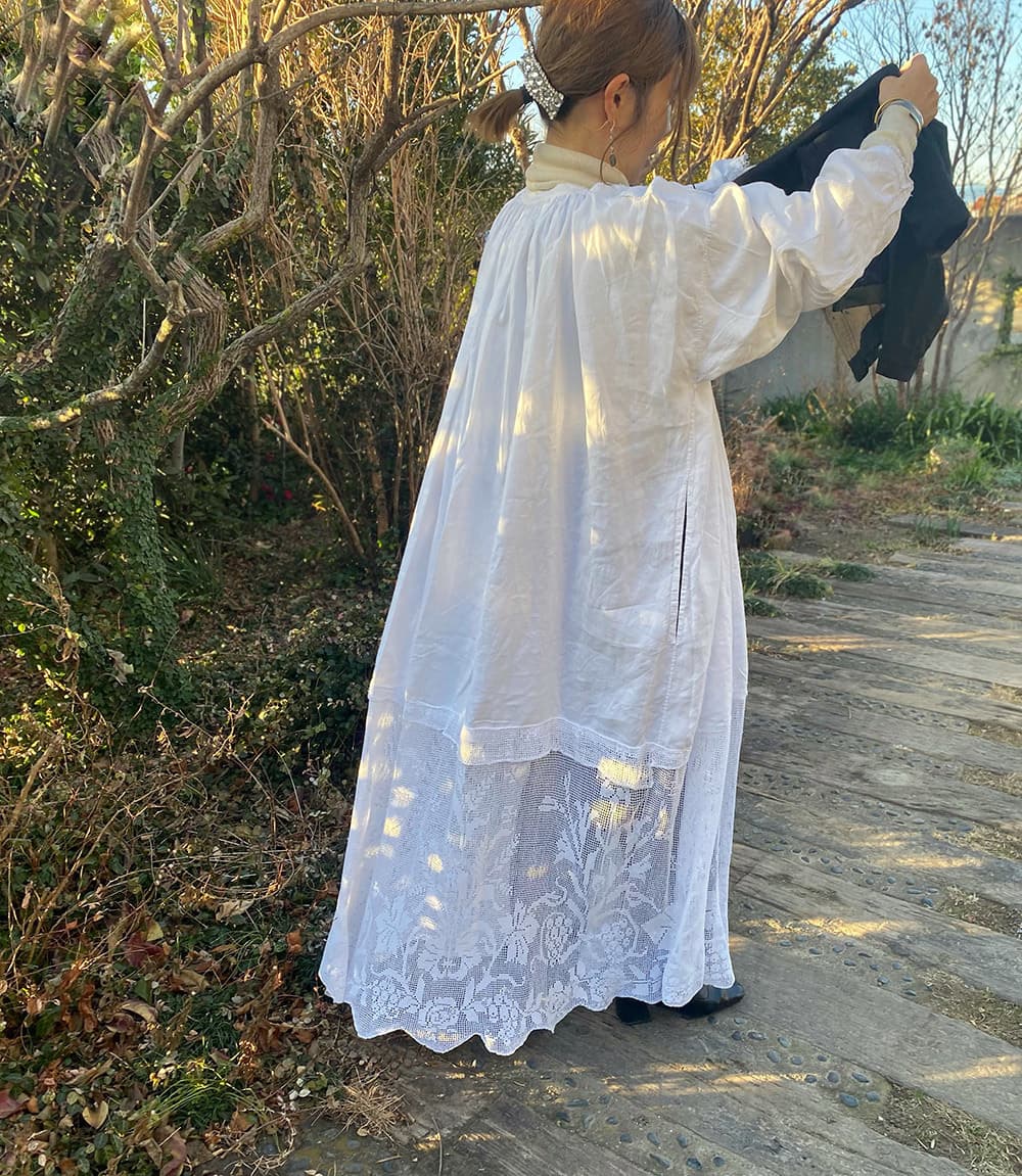 フランスアンティークチャーチスモックヴィンテージ チャーチドレスchurchsmock