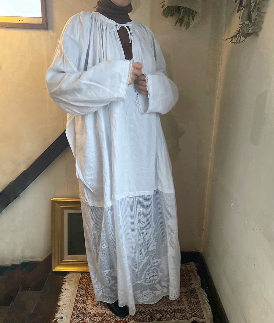 フランスアンティークチャーチスモックヴィンテージ チャーチドレスchurchsmock