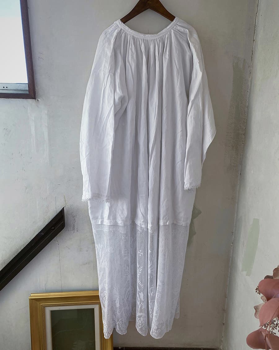 フランスアンティークチャーチスモックヴィンテージ チャーチドレスchurchsmock